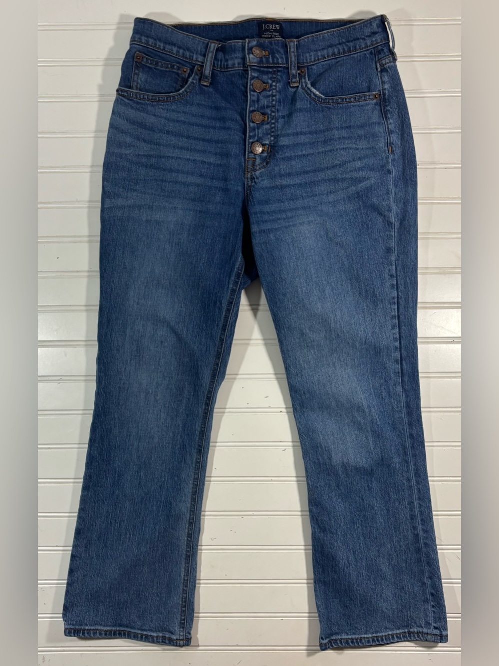 J. Crew High Rise Crop Flare Jeans Button Fly Size 27 Preppy Classic Minimalist